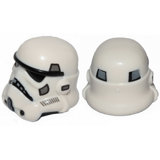 Minifigure, Headgear Helmet SW Stormtrooper, Dual Molded, White with Dark Bluish Gray Marks and Gray Squares on Back Pattern