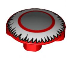 Plate, Round 2 x 2 with Rounded Bottom and Gold Circle with White Fringe Pattern