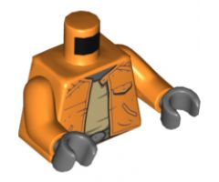 Torso SW Jacket with Pocket, Belt and Shirt Pattern (Ponda Baba) / Orange Arms / Dark Bluish Gray Hands