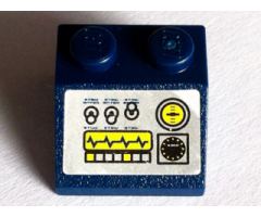 Slope 45 2 x 2 with Silver Control Panel with Switches, Gauges and Screen Pattern (Sticker) - Set 8636