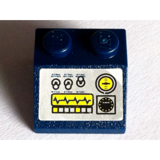 Slope 45 2 x 2 with Silver Control Panel with Switches, Gauges and Screen Pattern (Sticker) - Set 8636