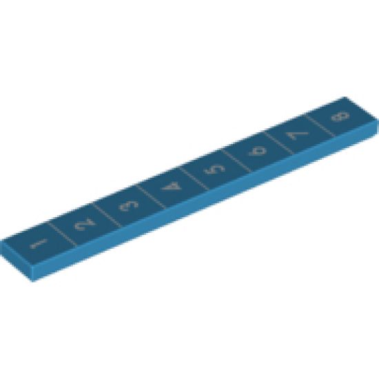 Tile 1 x 8 with White Stud Measurements 1-8 Pattern