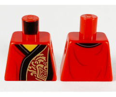 Torso Robe with Black Hem, Dark Red Panel on Left with Gold Lion Pattern