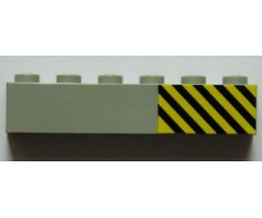 Brick 1 x 6 with Black and Yellow Danger Stripes Pattern Right (Sticker) - Set 7823