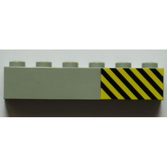 Brick 1 x 6 with Black and Yellow Danger Stripes Pattern Right (Sticker) - Set 7823
