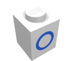 Brick 1 x 1 with Blue '0' Pattern