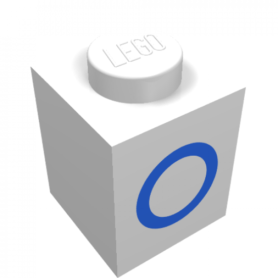 Brick 1 x 1 with Blue '0' Pattern
