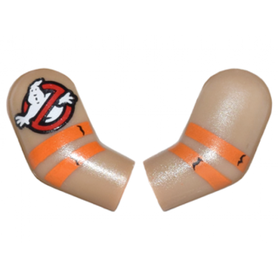 Arm, (Matching Left and Right) Pair with Ghostbusters Logo and Orange Stripes Pattern