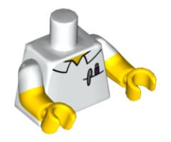 Torso Simpsons Shirt with Pens in Pocket and Collar Outline Pattern / Yellow Arms with White Short Sleeves Pattern / Yellow Hands