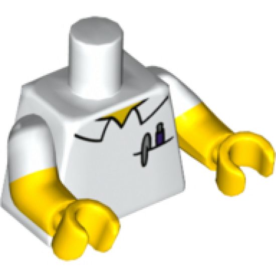 Torso Simpsons Shirt with Pens in Pocket and Collar Outline Pattern / Yellow Arms with White Short Sleeves Pattern / Yellow Hands