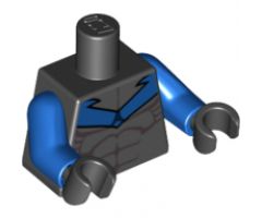 Torso Batman Nightwing Blue V Logo and Muscles Pattern / Blue Arms / Black Hands