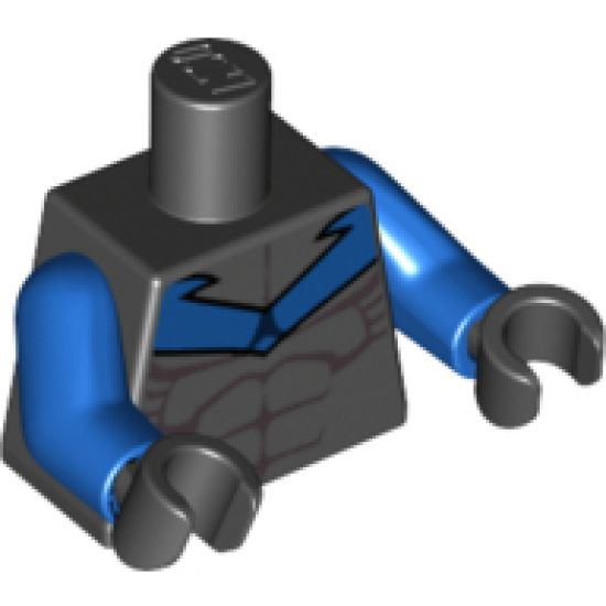 Torso Batman Nightwing Blue V Logo and Muscles Pattern / Blue Arms / Black Hands