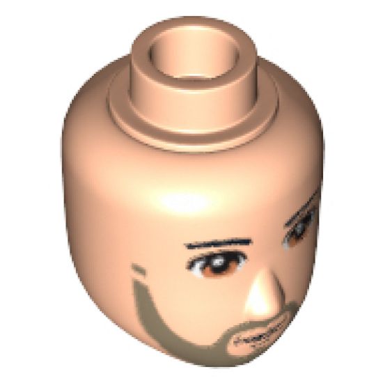 Mini Doll, Head Friends Male Large with Light Brown Eyes, Light Brown Beard and Closed Mouth Pattern