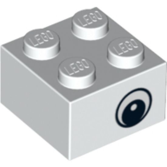 Brick 2 x 2 with Eye without White Pattern on Two Sides, Circle in Pupil, Offset
