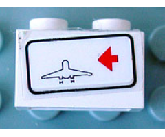 Brick 1 x 2 with Red Arrow on Right Side pointing Left & Airplane Outline Pattern (Sticker) - Set 6399