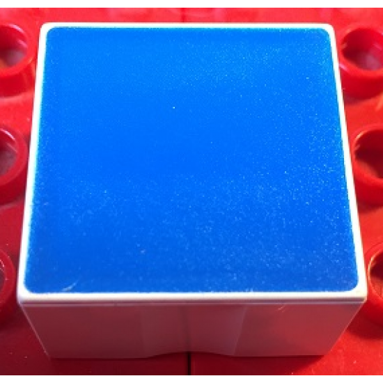 Duplo, Tile 2 x 2 x 1 with Shape Blue Square Pattern