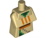 Torso, Modified Long with Folded Arms with Minecraft Pixelated Green Trim and Orange Stripes Pattern
