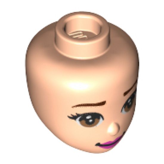 Mini Doll, Head Friends with Medium Nougat Eyes, Reddish Brown Eyebrows, Pink Lips and Smile Pattern