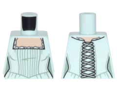 Torso PotC Female Outline, Dress with Pleats, Square Neckline with White Trim and Laces in Back Pattern