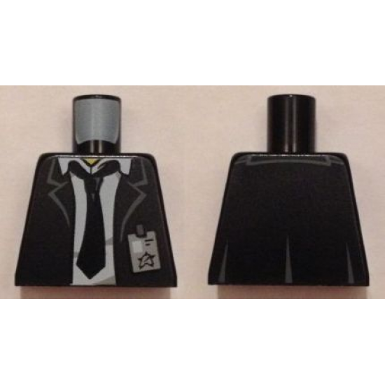 Torso Suit Jacket with White Shirt and Tie Rumpled, Ultra Agents ID Badge Pattern