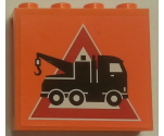 Panel 1 x 4 x 3 with Side Supports - Hollow Studs with Tow Truck Danger Sign Pattern (Sticker) - Set 7642