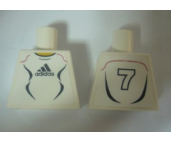Torso Soccer Adidas Logo, White and Black No.7 Pattern (Stickers)