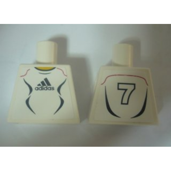 Torso Soccer Adidas Logo, White and Black No.7 Pattern (Stickers)