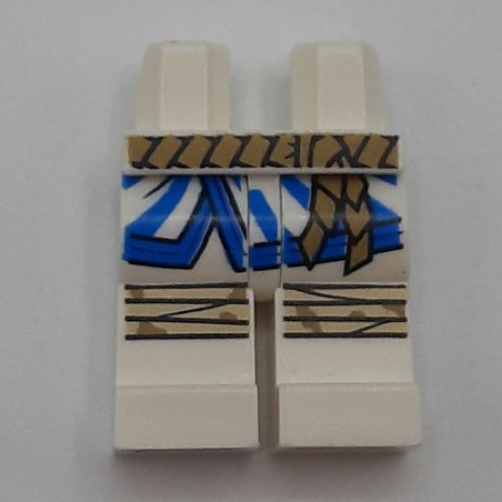 Hips and Legs with Dark Tan Rope Belt, Blue Stripes and Tan Knee Wrappings Pattern