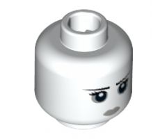 Minifigure, Head Female with Pale Lips and Circles around Eyes, Black Eyelashes and Eyebrows, White Pupils Pattern - Hollow Stud