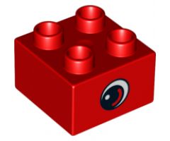 Duplo, Brick 2 x 2 with Eye, Small with White Spot and Curve Pattern on Two Sides