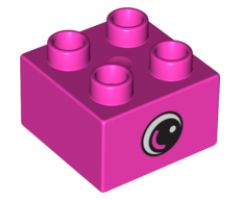 Duplo, Brick 2 x 2 with Eye, Small with White Spot and Curve Pattern on Two Sides