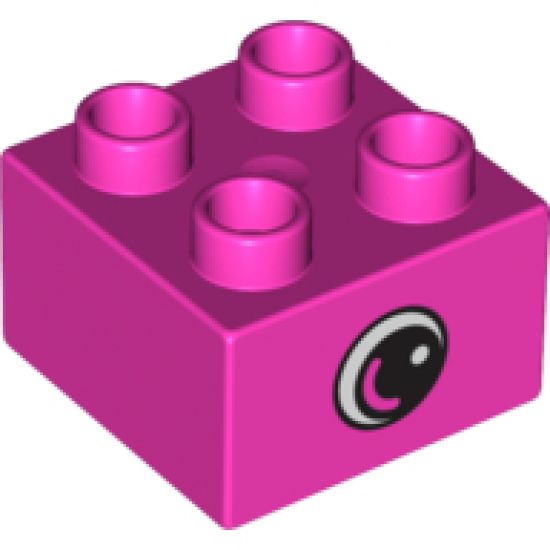 Duplo, Brick 2 x 2 with Eye, Small with White Spot and Curve Pattern on Two Sides