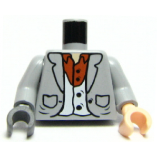 Torso Harry Potter Suit with Pockets, Vest and Brown Shirt Pattern / Light Bluish Gray Arms / Light Nougat Hand Left / Dark Bluish Gray Hand Right