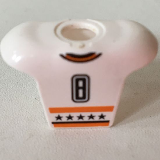 Minifigure, Body Wear Hockey Body Armor with NHL Logo and Black Number 8 Pattern