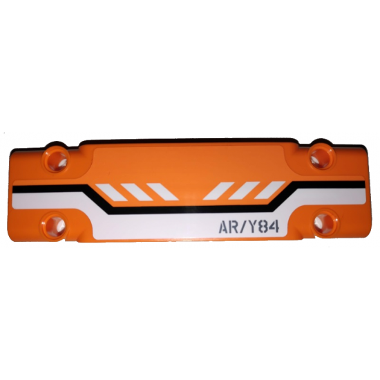 Technic, Panel Plate 3 x 11 x 1 with Black and White Stripes and 'AR/Y84' on Orange Background Pattern (Sticker) - Set 42038