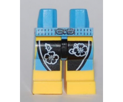 Hips and Yellow Legs with Black and Medium Blue Board Shorts with Flowers Pattern