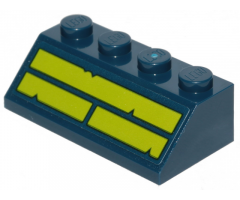 Slope 45 2 x 4 with Three Lime Stripes with Cut Out Edges Pattern (Sticker) - Set 70839