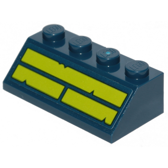 Slope 45 2 x 4 with Three Lime Stripes with Cut Out Edges Pattern (Sticker) - Set 70839