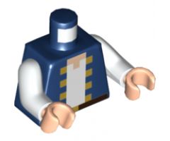 Torso Pixelated Blue Jacket with Yellow Trim over White Shirt and Black Belt with Buckle Pattern / White Arms / Light Nougat Hands