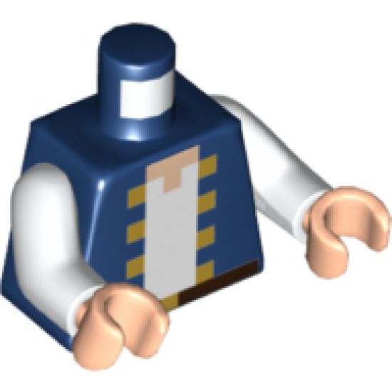 Torso Pixelated Blue Jacket with Yellow Trim over White Shirt and Black Belt with Buckle Pattern / White Arms / Light Nougat Hands