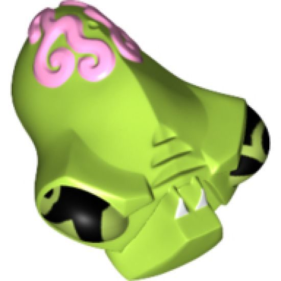 Minifigure, Head, Modified Alien with 2 Fangs and Pink Brain Tissue Pattern