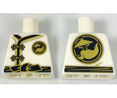 Torso Ninjago Robe with Gold Frog Clasps, Black Sash and Gold Sensei Wu Emblem Front and Back Pattern
