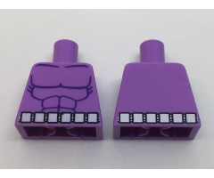 Torso Batman Muscles Outline with Belt with 6 White Squares Front and Reverse Pattern