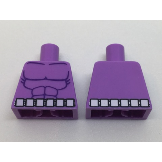 Torso Batman Muscles Outline with Belt with 6 White Squares Front and Reverse Pattern