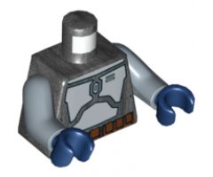 Torso SW Mandalorian Armor Plates Metallic Silver Elaborate Pattern (Jango Fett) / Sand Blue Arms / Dark Blue Hands