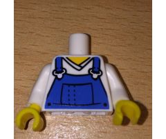 Torso V-Neck Shirt with Blue Overalls Front, 2011 The LEGO Store Pleasanton, CA Back Pattern / White Arms / Yellow Hands