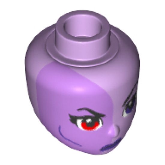 Mini Doll, Head Friends with Medium Lavender Right Half, Red Right Eye, Dark Purple Left Eye and Lips Pattern (Eclipso)