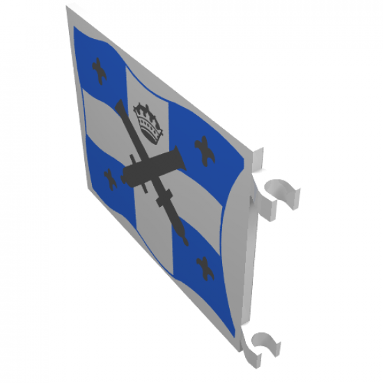 Flag 6 x 4 with Black Crossed Cannons and Crown over Blue and White Cross Pattern on Both Sides