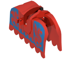 Animal, Accessory Horse Barding, Ruffled Edge with Blue Dragons (Blue on Red) Pattern
