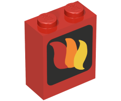 Brick 1 x 2 x 2 with Inside Axle Holder with Fire Logo Pattern